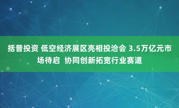 括普投资 低空经济展区亮相投洽会 3.5万亿元市场待启  协同创新拓宽行业赛道