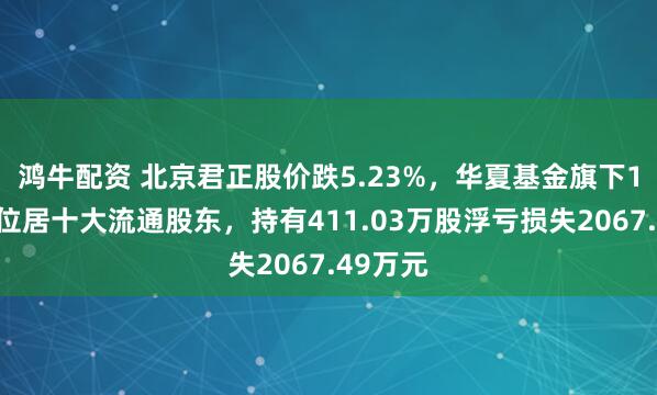 鸿牛配资 北京君正股价跌5.23%，华夏基金旗下1只基金位居十大流通股东，持有411.03万股浮亏损失2067.49万元
